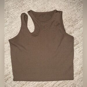 SHEIN Chocolate Ribbed Crop Top